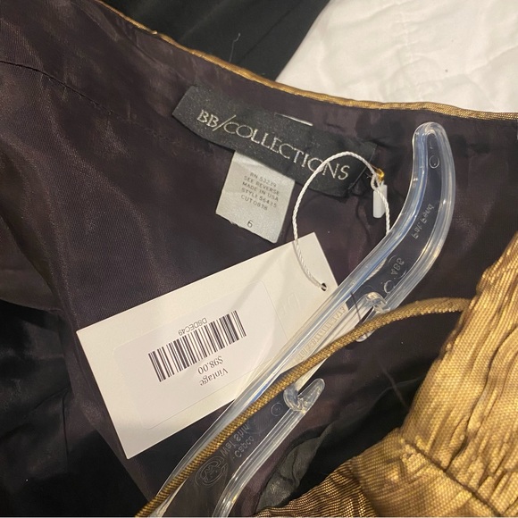 Vintage Gold & Black Plisse Puff Sleeve Dress - Picture 7 of 7